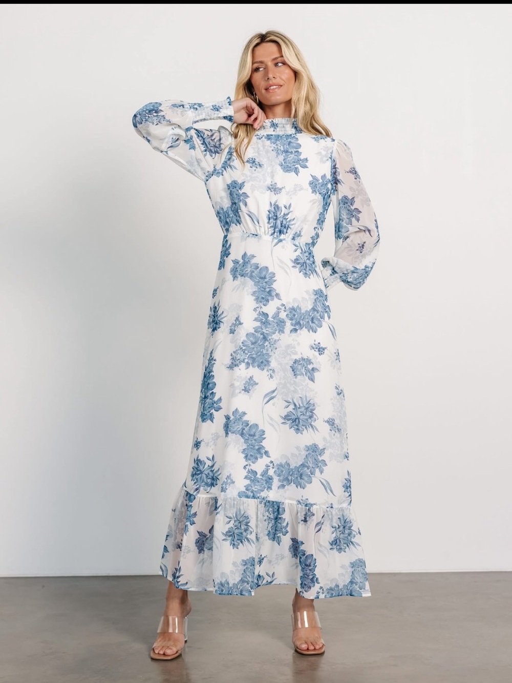 Baltic Born Maxi Dress Blue Floral Luciana Boho Romantic Ethereal Event Whimsy - Picture 2 of 16